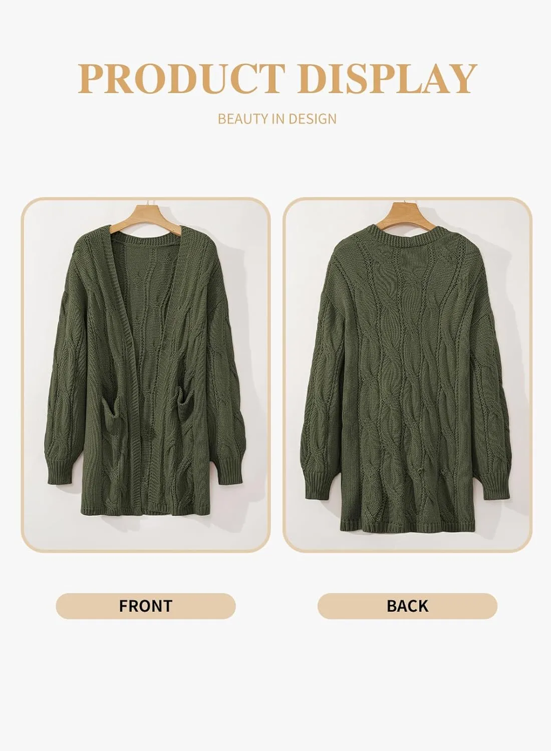Eytino Plus Size Cardigans for Women Open Front Long Sleeves Lightweight Fall Sweaters with Pockets(1X-5X)