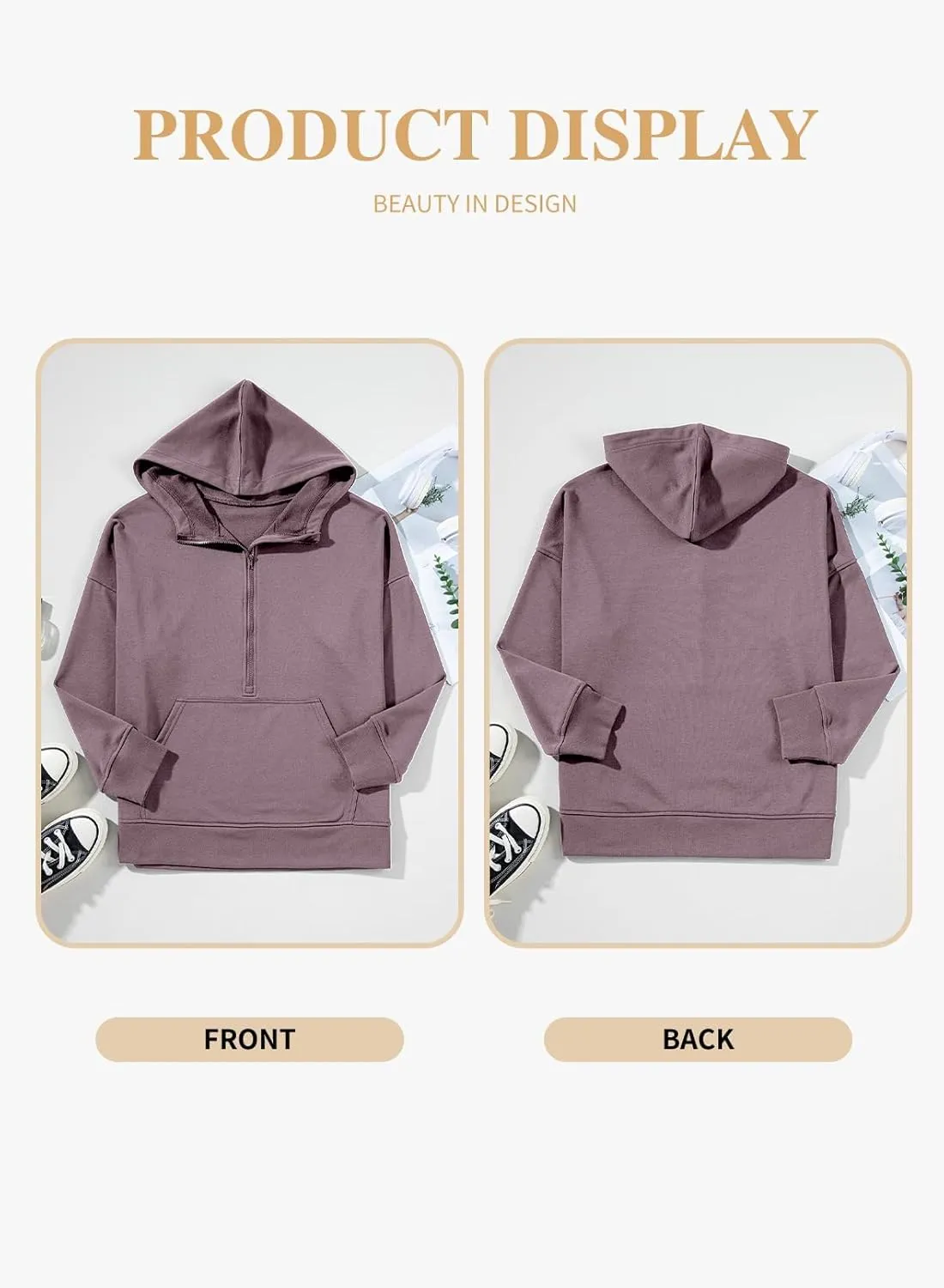 Eytino Women Plus Size Sweatshirt Half Zip Long Sleeve Hoodies Tops Oversized Casual Sweaters with Pockerts(1X-5X)