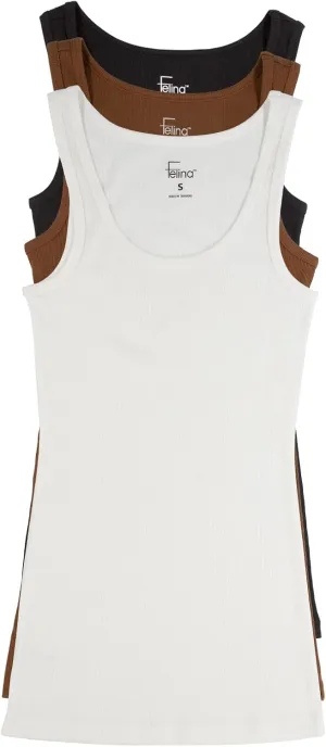 Felina Cotton Ribbed Tank Top - Class Tank Top for Women, Workout Tank Top for Women (Color Options Available)
