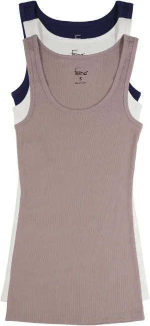 Felina Cotton Ribbed Tank Top - Class Tank Top for Women, Workout Tank Top for Women (Color Options Available)