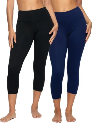 Felina Super Soft Sueded Womens Capri Leggings - Squat Proof & Breathable, Tummy Control Yoga Pants