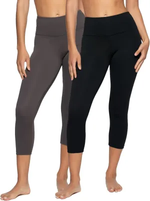 Felina Super Soft Sueded Womens Capri Leggings - Squat Proof & Breathable, Tummy Control Yoga Pants