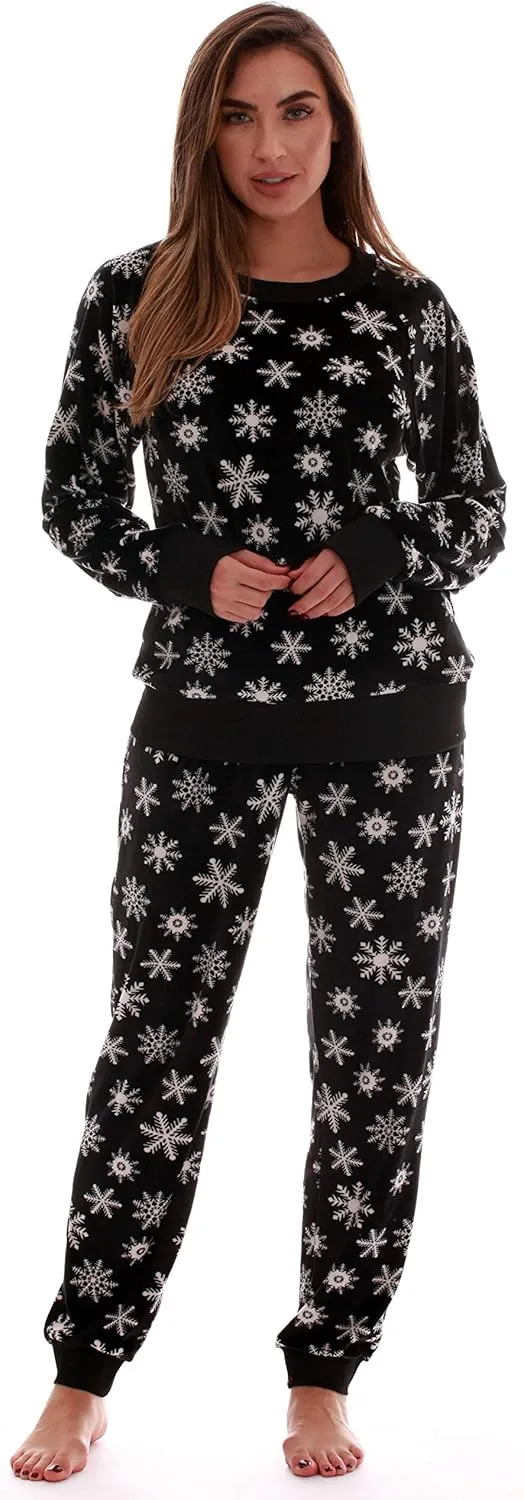 #followme Womens Jogger Pajama Pants Set Ultra-Soft Velour PJs
