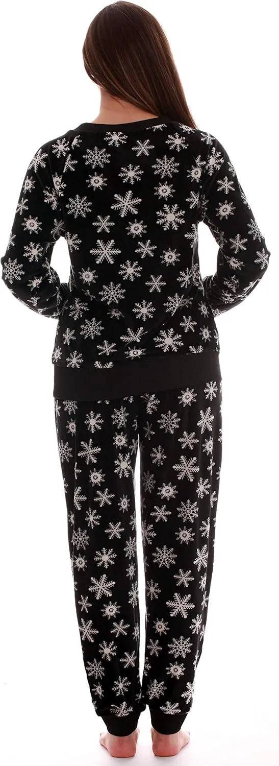 #followme Womens Jogger Pajama Pants Set Ultra-Soft Velour PJs