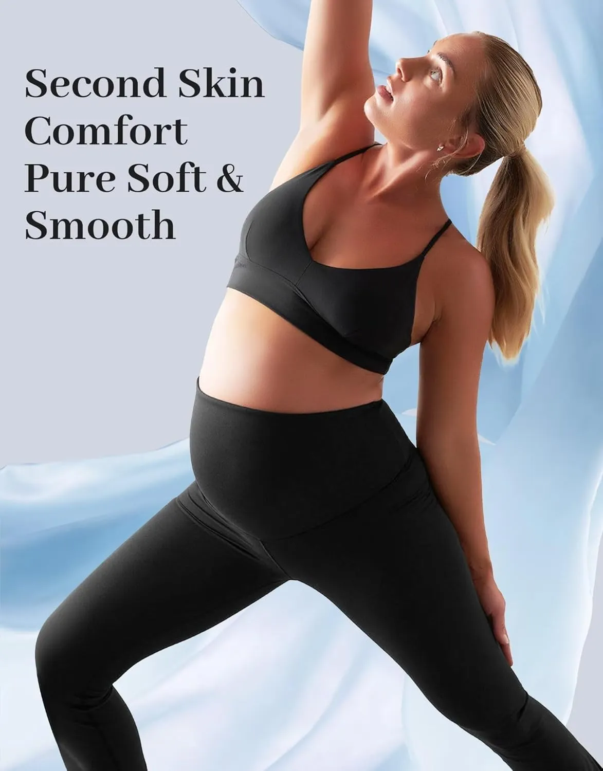 Fotociti Maternity Flare Leggings with Pockets, Womens Soft Pregnancy Pants Over The Belly For Yoga Workout Active