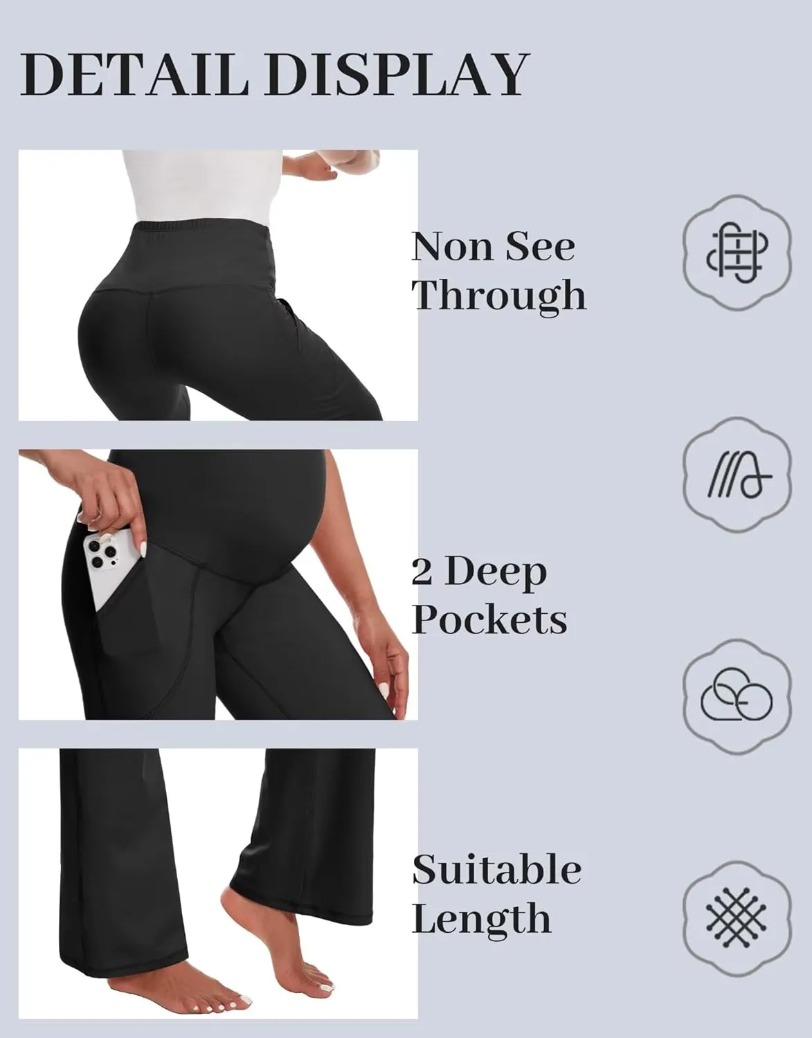 Fotociti Maternity Flare Leggings with Pockets, Womens Soft Pregnancy Pants Over The Belly For Yoga Workout Active