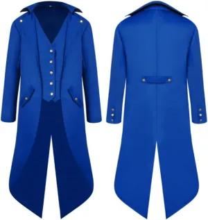 FRMUIC Mens Medieval Steampunk Tailcoat Halloween Joker Costumes, Renaissance Pirate Vampire Gothic Jackets Frock Coat
