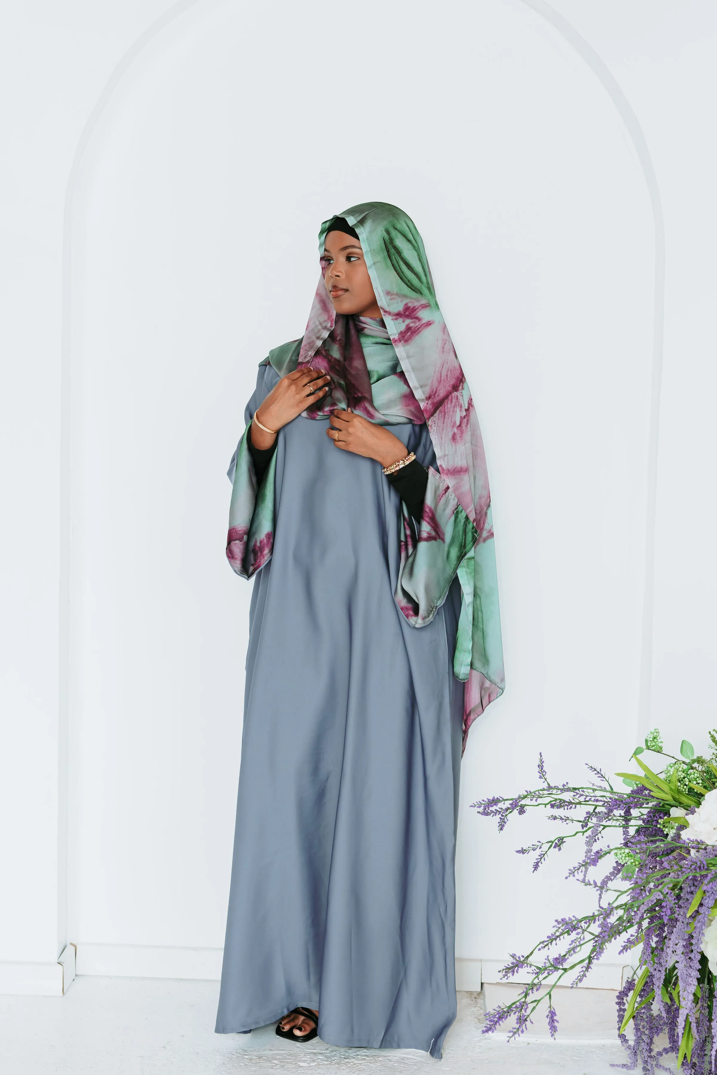 Fuchsia Water Color Abaya Set