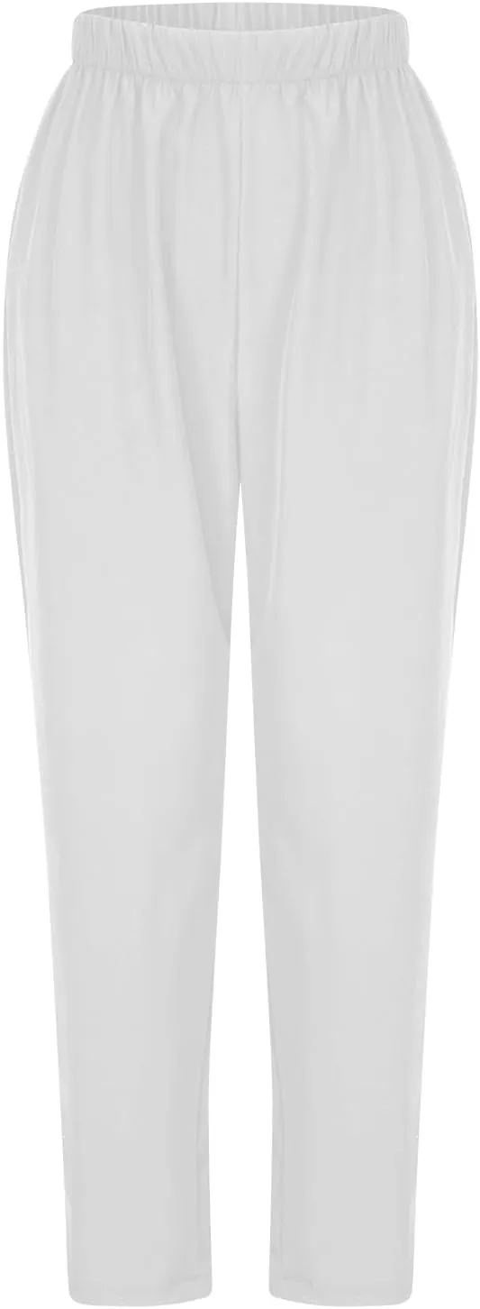 FZYLQY Women's Straight Leg Long Pants 2025 Spring Dressy Fashion Elastic High Waist Casual Trousers Solid Color Work Pants
