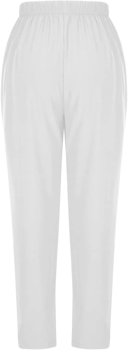 FZYLQY Women's Straight Leg Long Pants 2025 Spring Dressy Fashion Elastic High Waist Casual Trousers Solid Color Work Pants