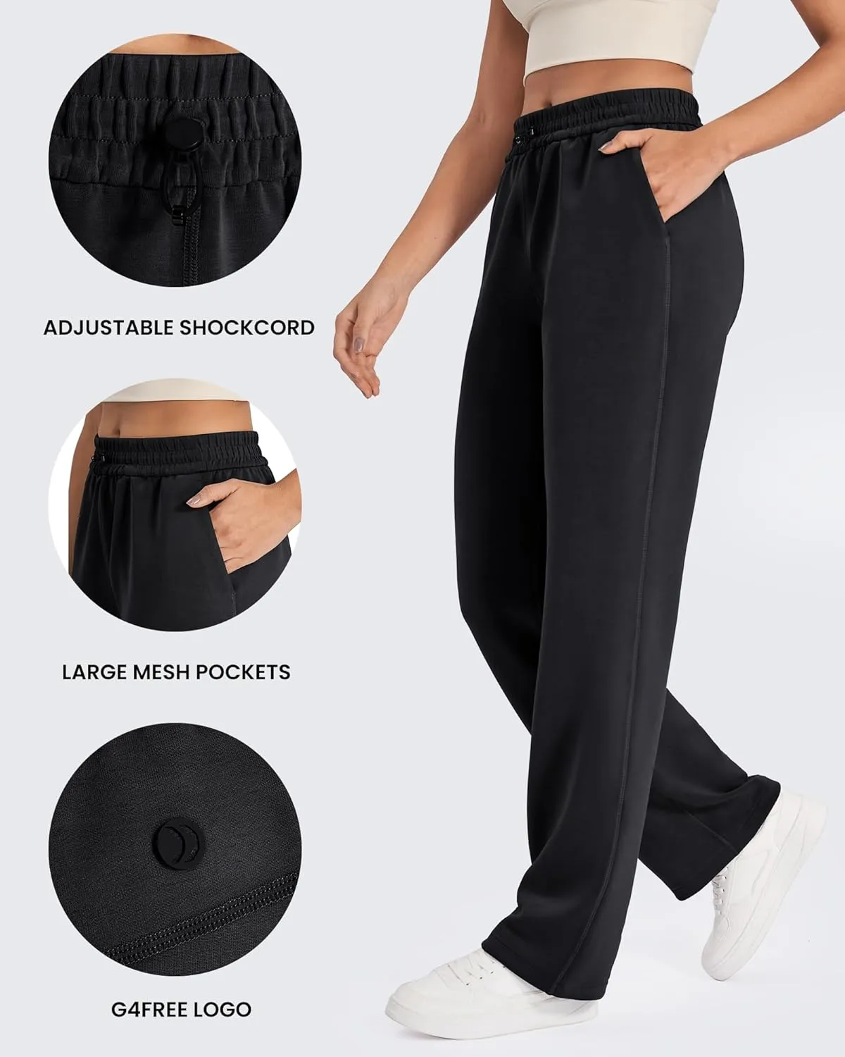 G4Free Smoofit Wide Leg Sweatpants Yoga Pants with Pockets Drawcord Casual Lounge Pants Modal Soft Petite/Regular/Tall
