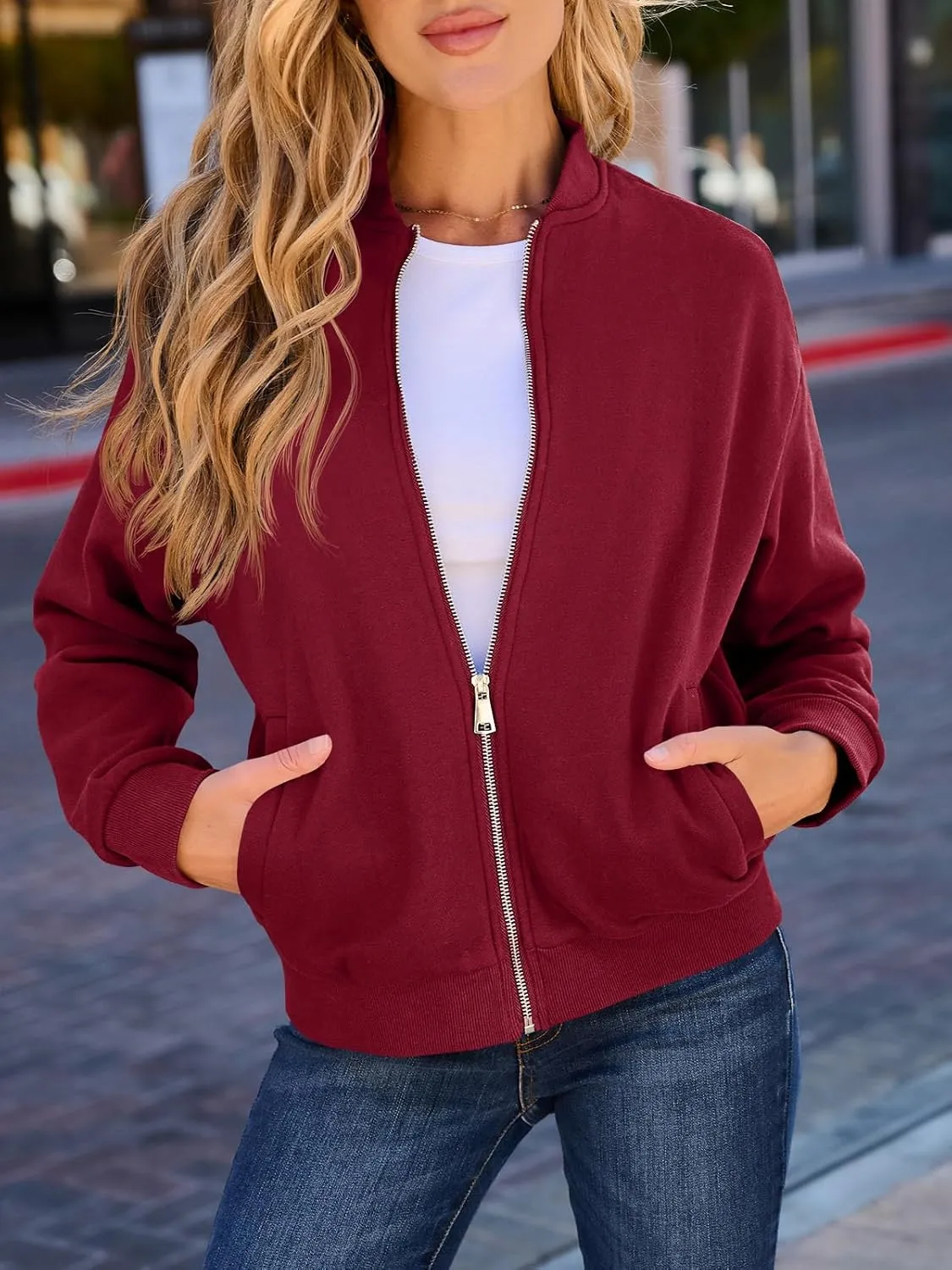 GeGekoko Womens Zip Up Sweatshirts Jackets Long Sleeve Casual Loose Outwear with Pockets
