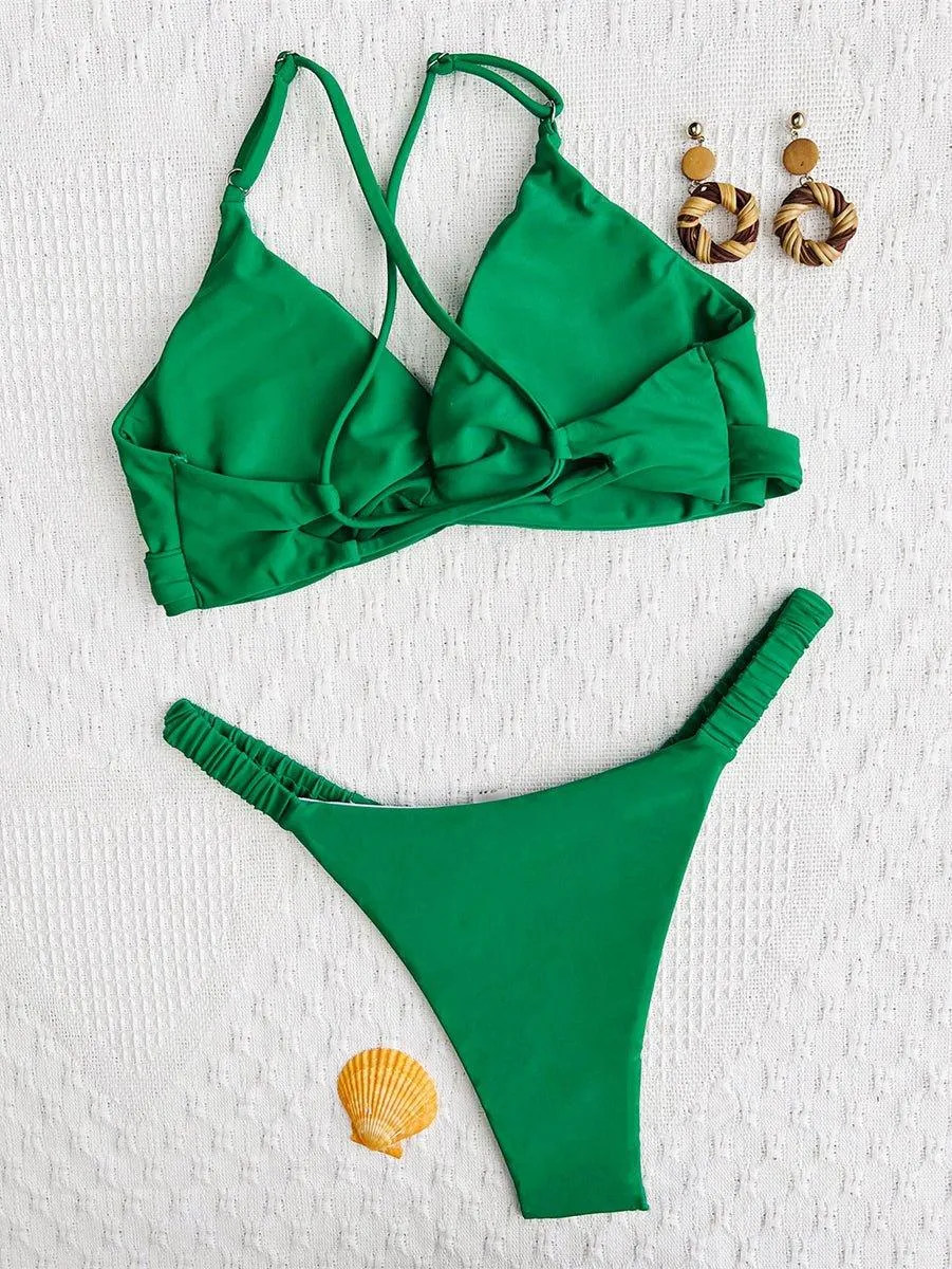 GFIT Sexy Bow-Knot Bikini Set - Women's Swimwear Beachwear White