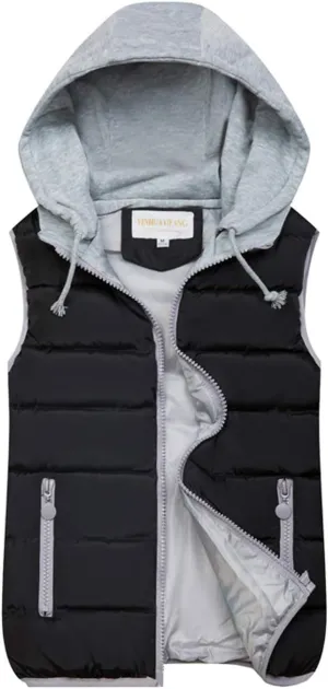 Gihuo Women's Puffer Vest Zip Up Quilted Padded Winter Sleeveless Hooded Vest Gilet Warm Jacket Outerwear Vest