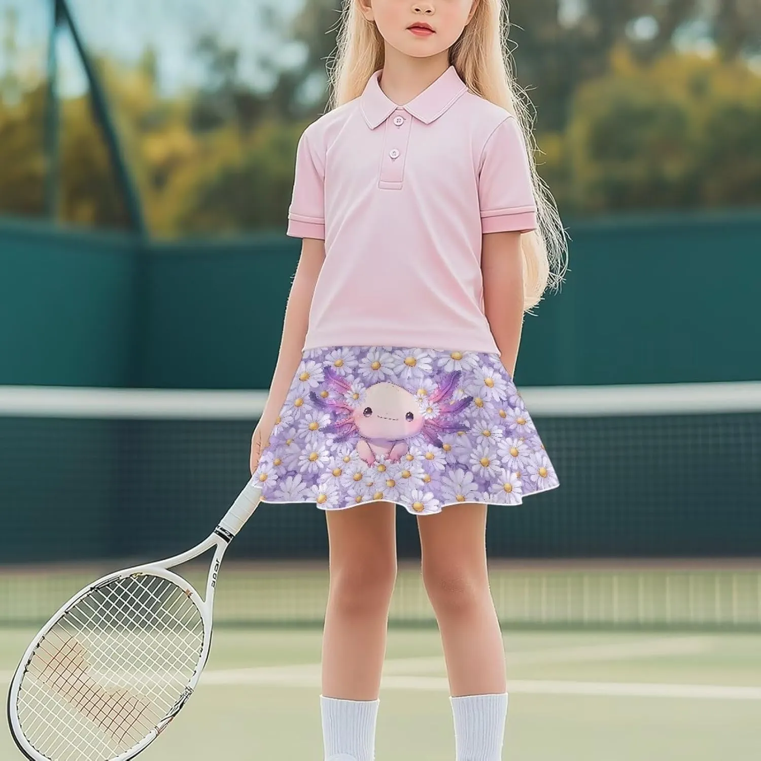 Girls Athletic Tennis Skirts with Shorts High Waisted Golf Skorts with Pockets Novel Printed Casual Daily Wear