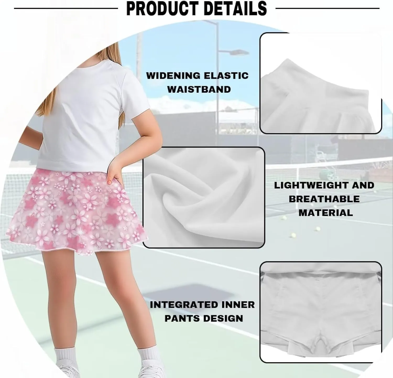 Girls Athletic Tennis Skirts with Shorts High Waisted Golf Skorts with Pockets Novel Printed Casual Daily Wear