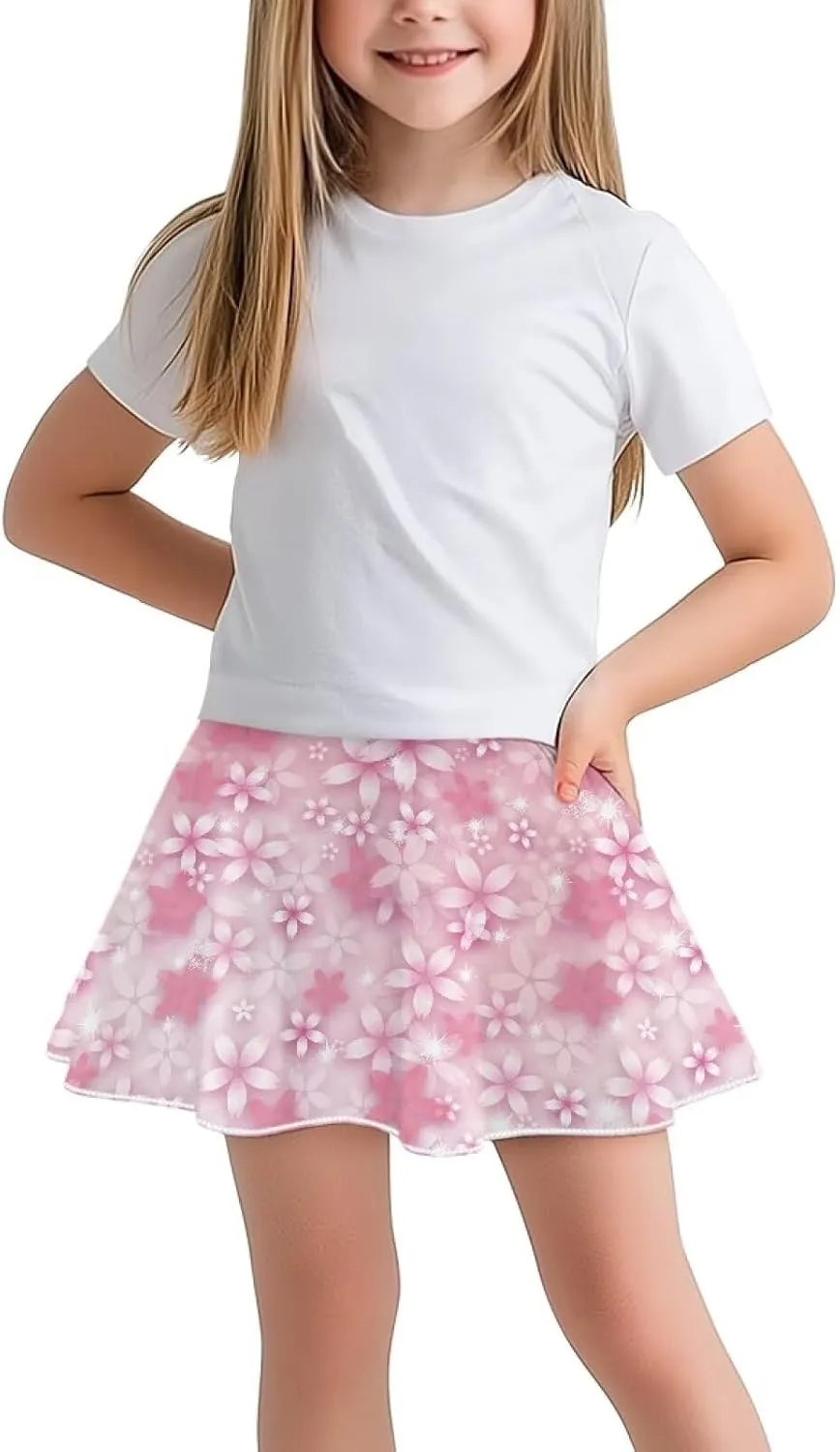Girls Athletic Tennis Skirts with Shorts High Waisted Golf Skorts with Pockets Novel Printed Casual Daily Wear