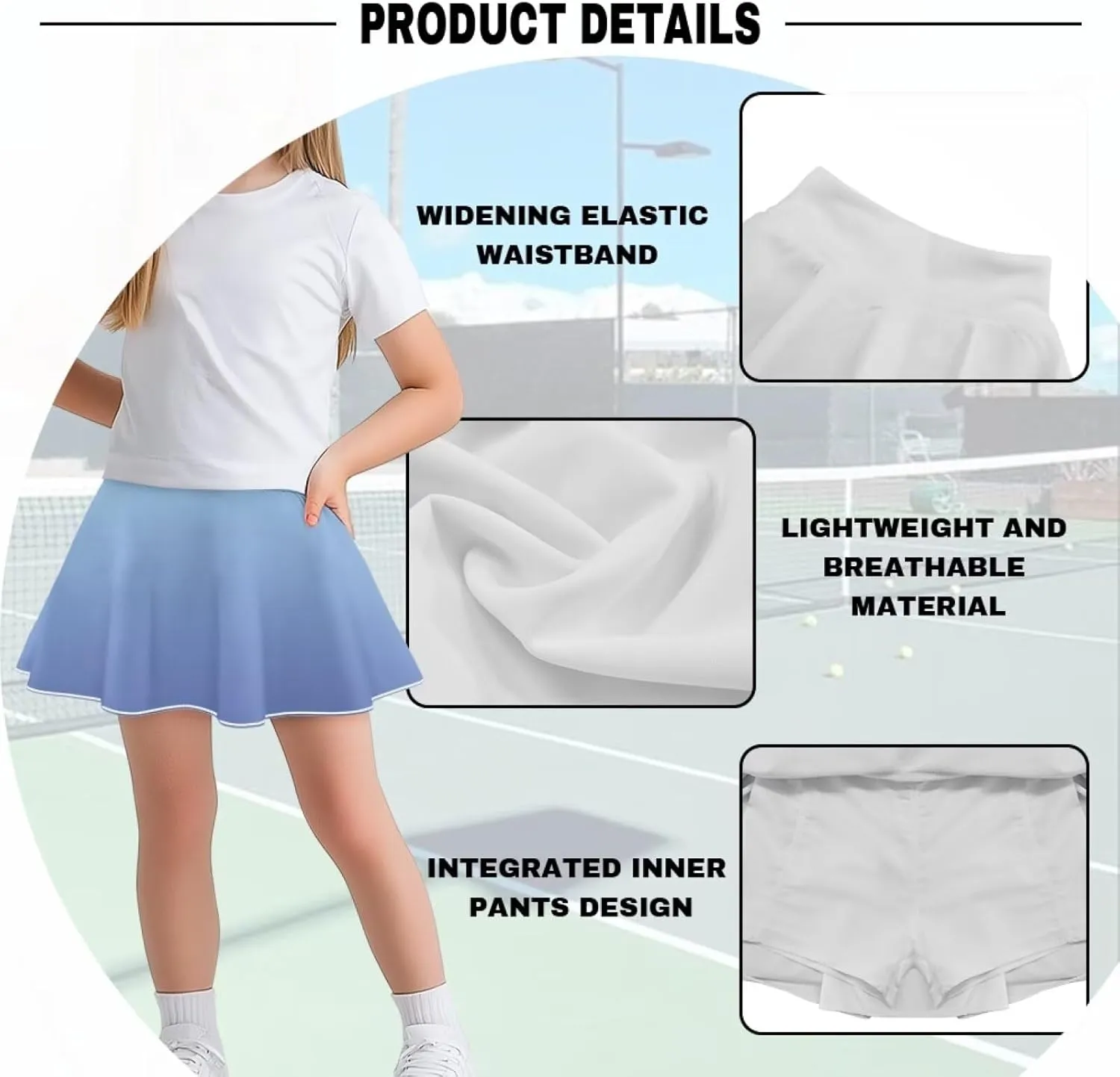 Girls Athletic Tennis Skirts with Shorts High Waisted Golf Skorts with Pockets Novel Printed Casual Daily Wear