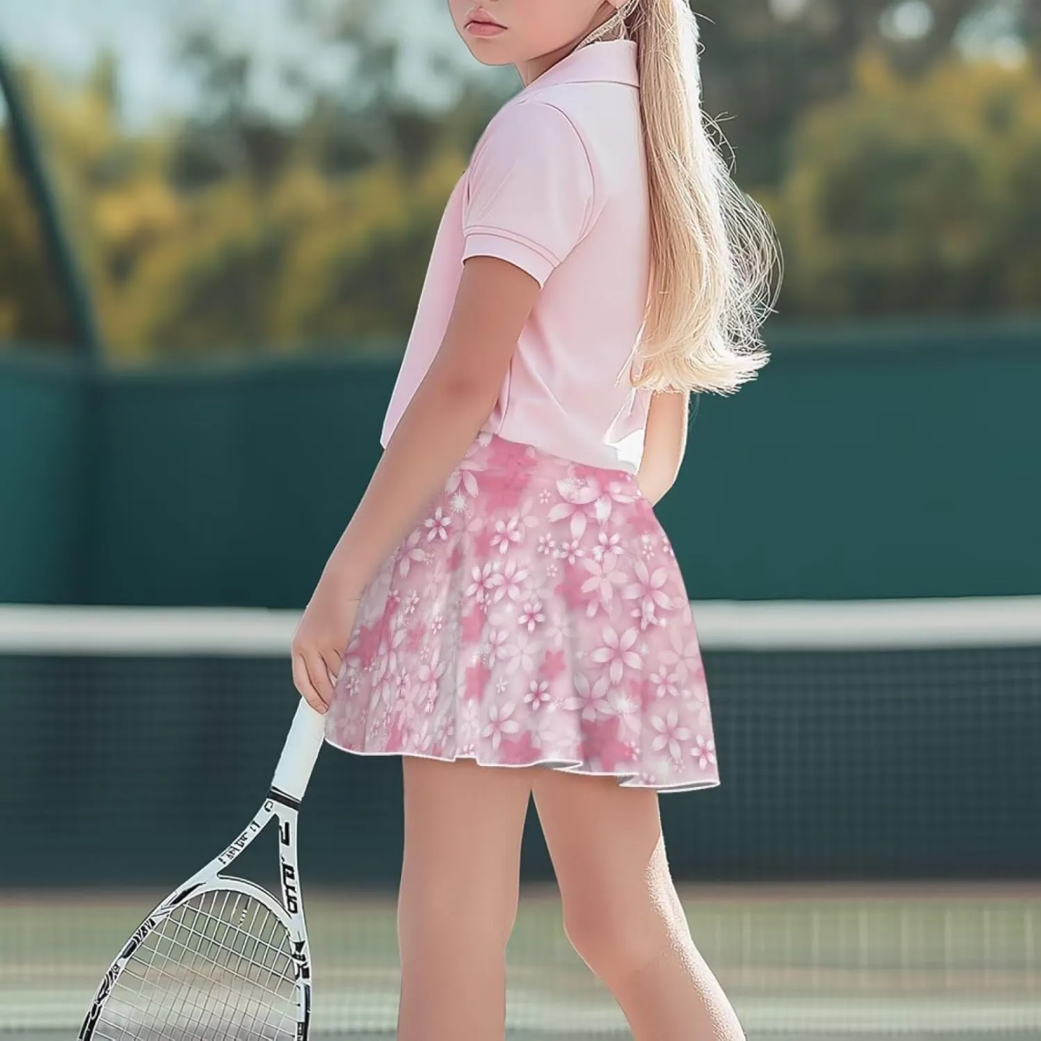 Girls Athletic Tennis Skirts with Shorts High Waisted Golf Skorts with Pockets Novel Printed Casual Daily Wear