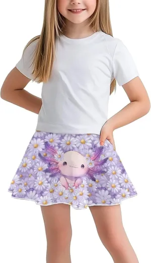 Girls Athletic Tennis Skirts with Shorts High Waisted Golf Skorts with Pockets Novel Printed Casual Daily Wear