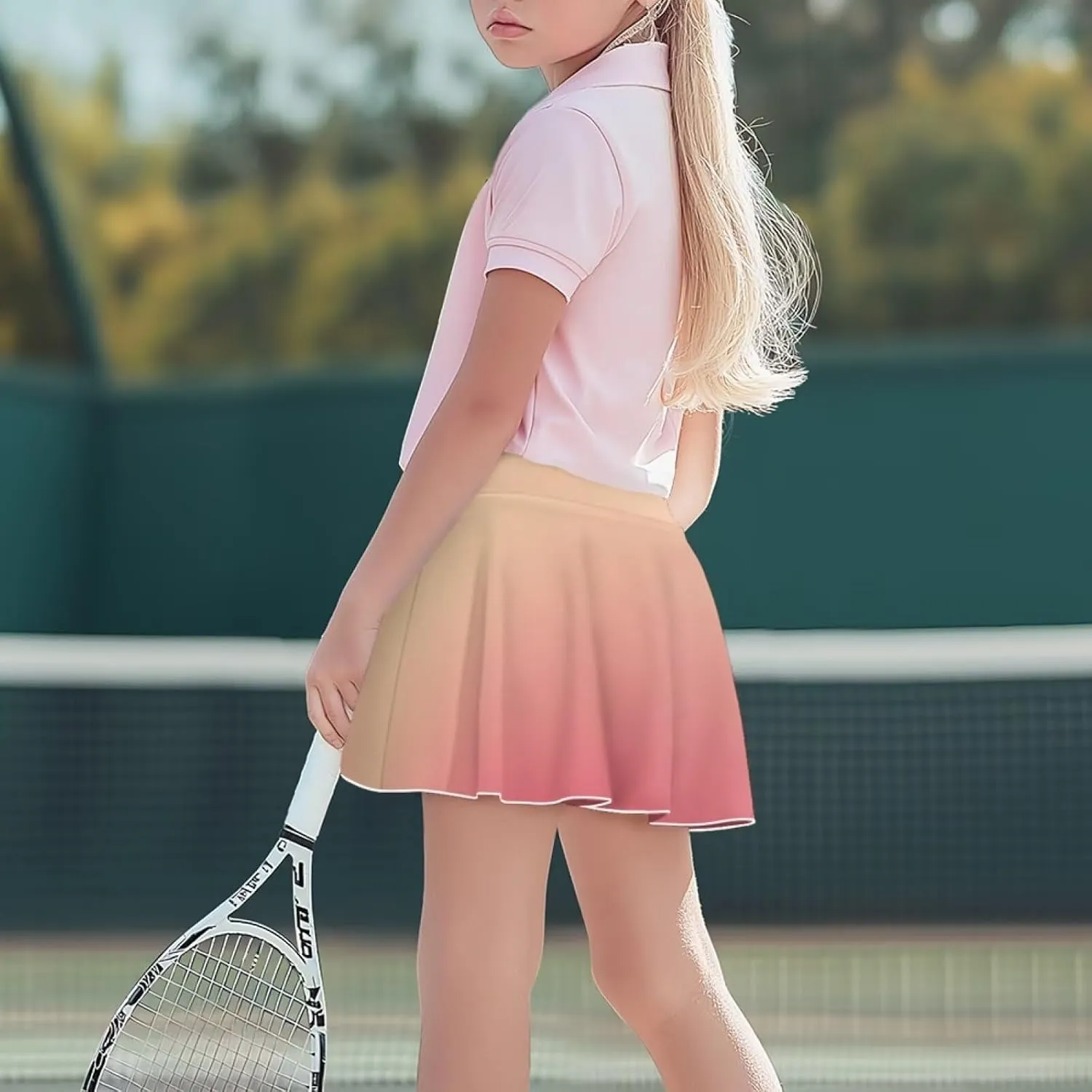 Girls Athletic Tennis Skirts with Shorts High Waisted Golf Skorts with Pockets Novel Printed Casual Daily Wear