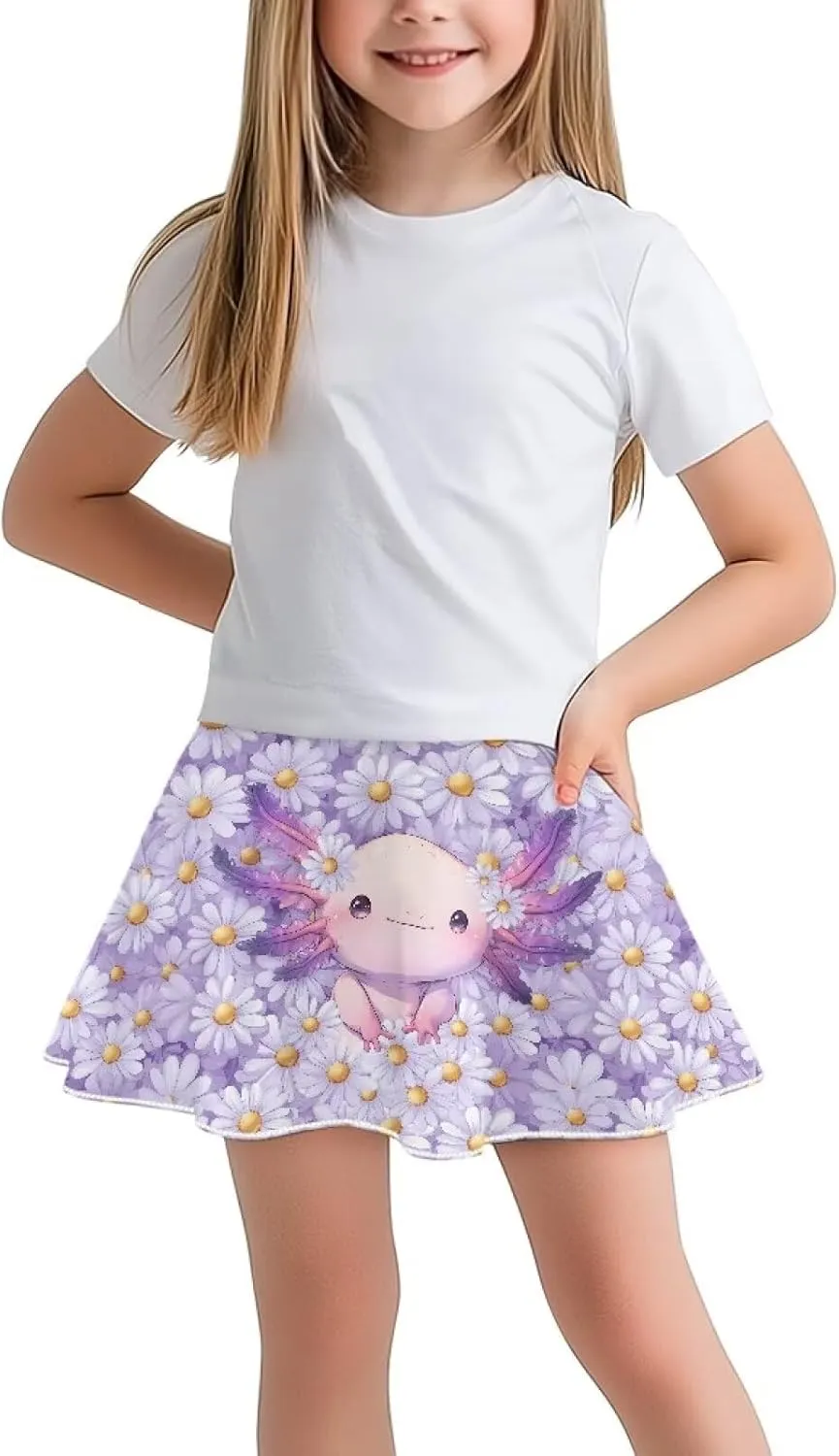 Girls Athletic Tennis Skirts with Shorts High Waisted Golf Skorts with Pockets Novel Printed Casual Daily Wear