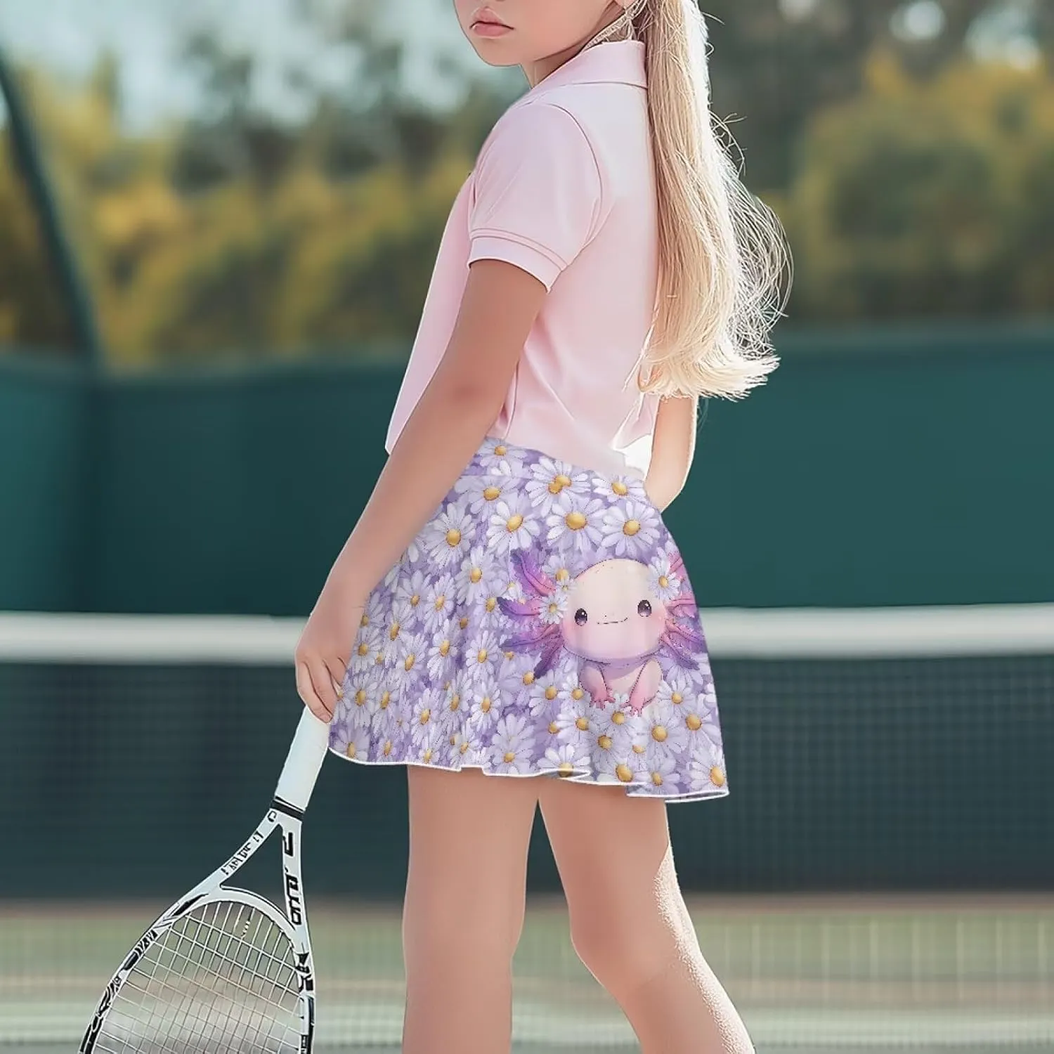 Girls Athletic Tennis Skirts with Shorts High Waisted Golf Skorts with Pockets Novel Printed Casual Daily Wear