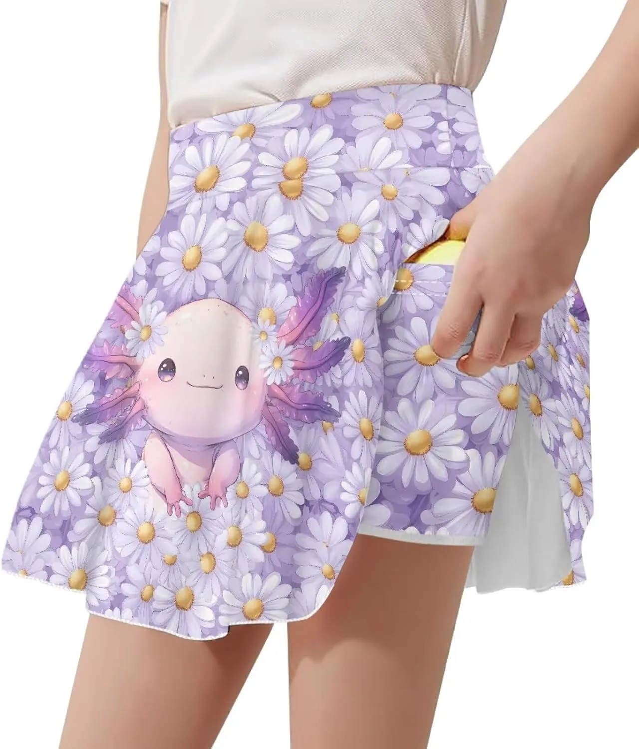 Girls Athletic Tennis Skirts with Shorts High Waisted Golf Skorts with Pockets Novel Printed Casual Daily Wear