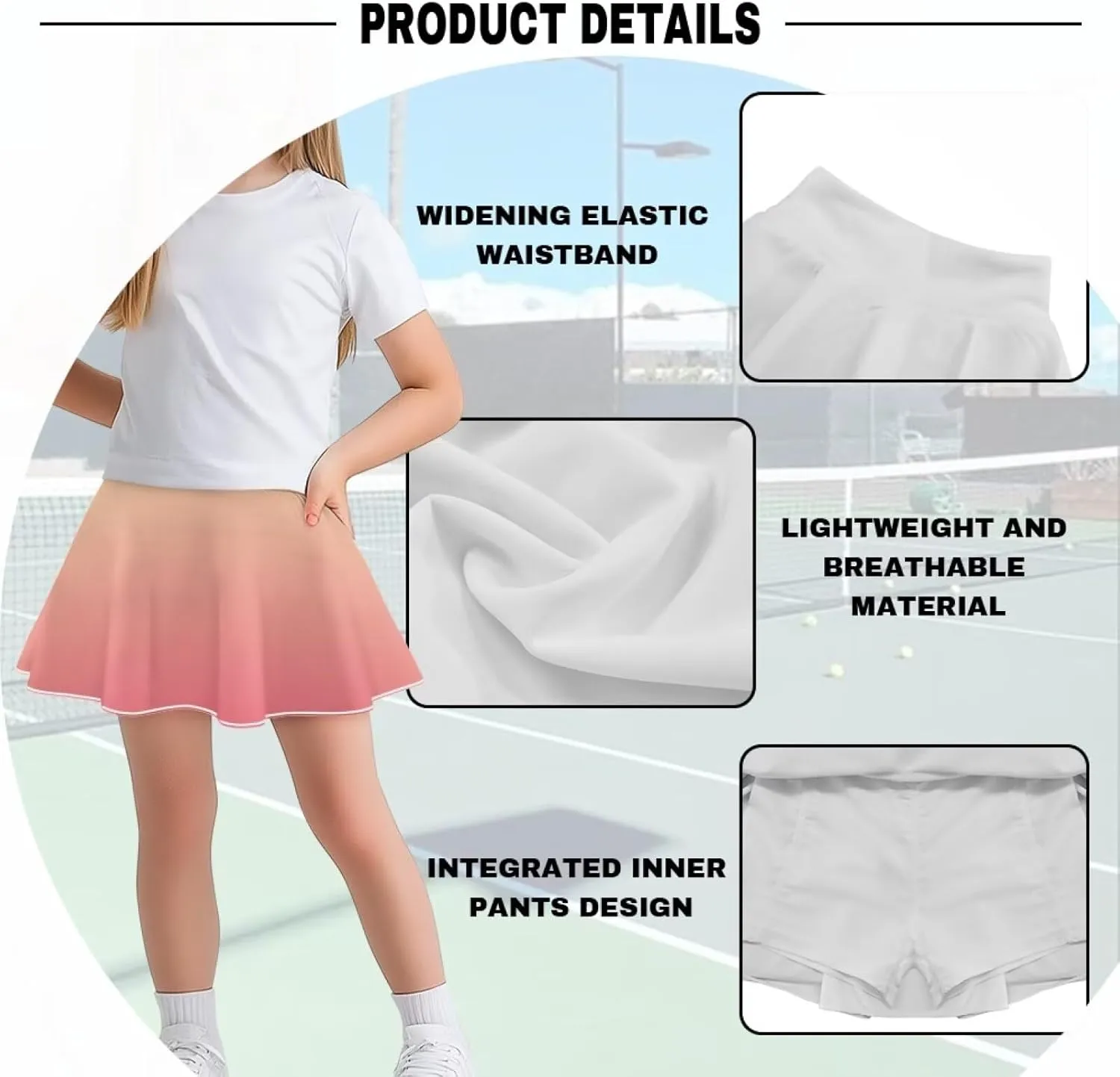 Girls Athletic Tennis Skirts with Shorts High Waisted Golf Skorts with Pockets Novel Printed Casual Daily Wear