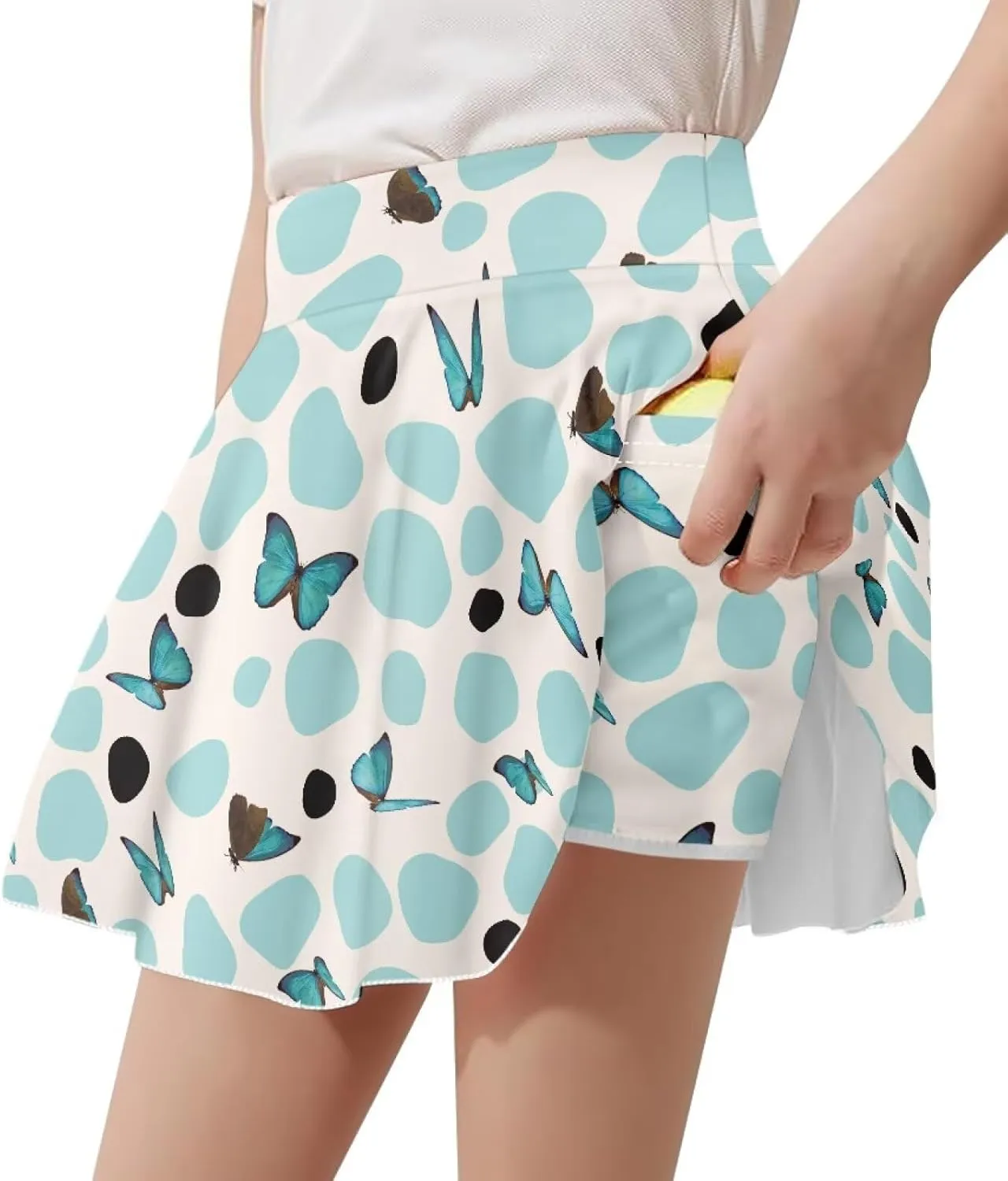 Girls Athletic Tennis Skirts with Shorts High Waisted Golf Skorts with Pockets Novel Printed Casual Daily Wear