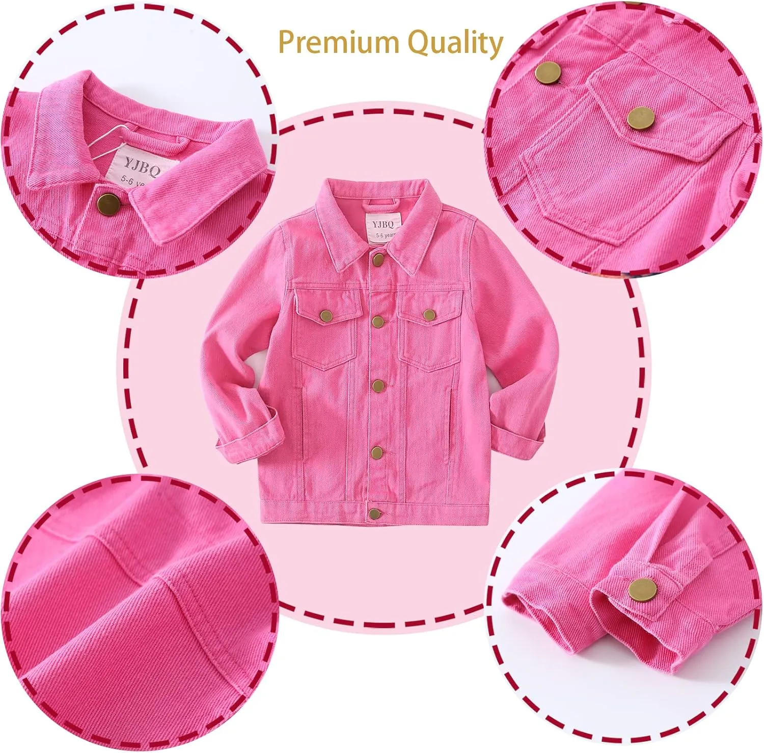 Girls Denim Jacket Classic Jean Coat for Kids & Teens, Casual Outerwear for Spring Fall Lightweight Sizes 5-14 Years