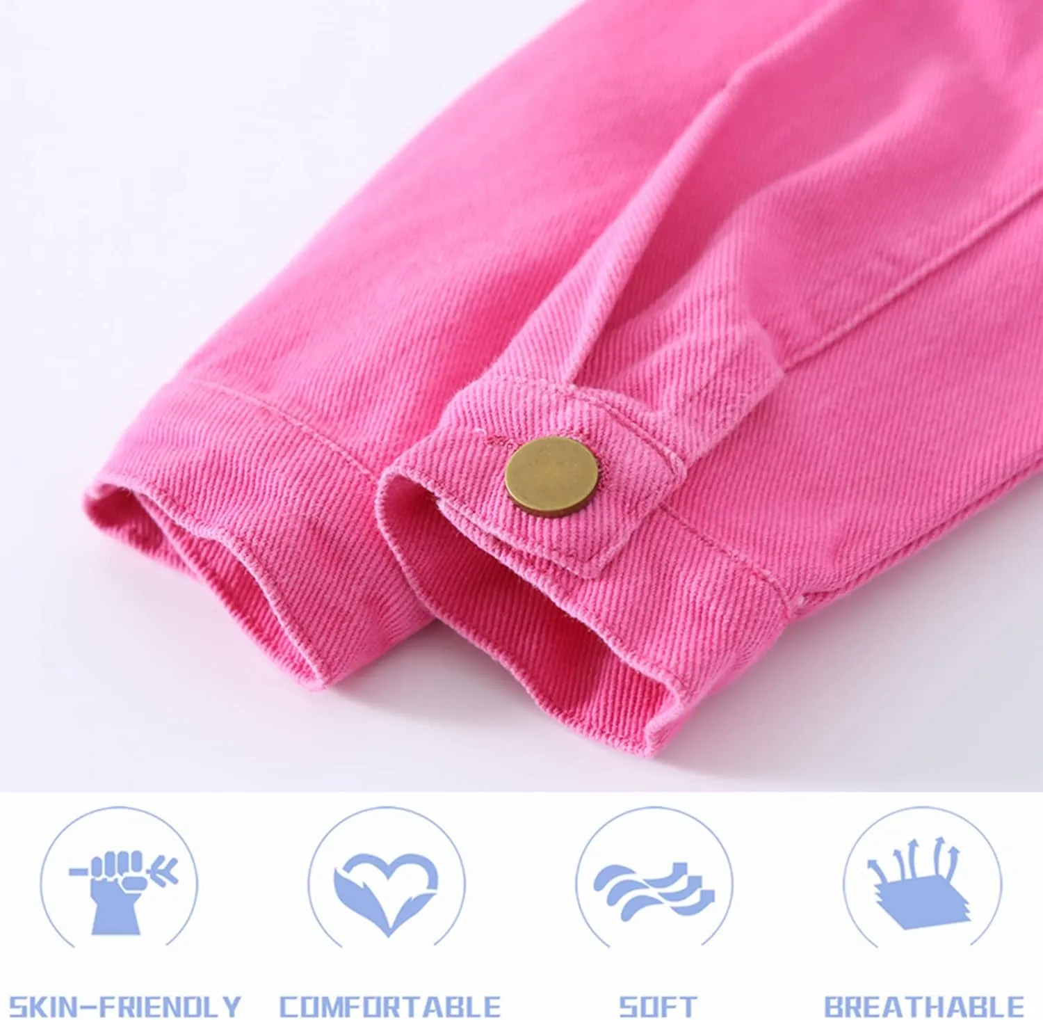 Girls Denim Jacket Classic Jean Coat for Kids & Teens, Casual Outerwear for Spring Fall Lightweight Sizes 5-14 Years