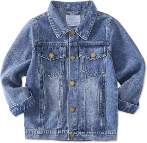 Girls Denim Jacket Classic Jean Coat for Kids & Teens, Casual Outerwear for Spring Fall Lightweight Sizes 5-14 Years