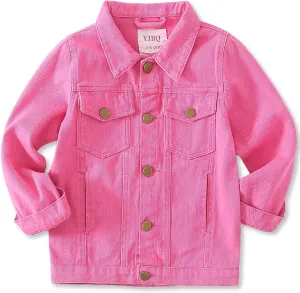 Girls Denim Jacket Classic Jean Coat for Kids & Teens, Casual Outerwear for Spring Fall Lightweight Sizes 5-14 Years