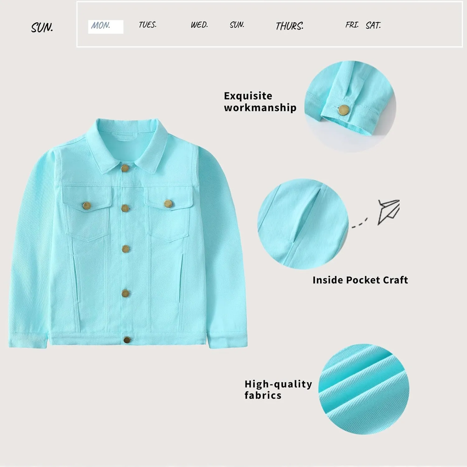 Girls Denim Jacket Classic Jean Coat for Kids & Teens, Casual Outerwear for Spring Fall Lightweight Sizes 5-14 Years