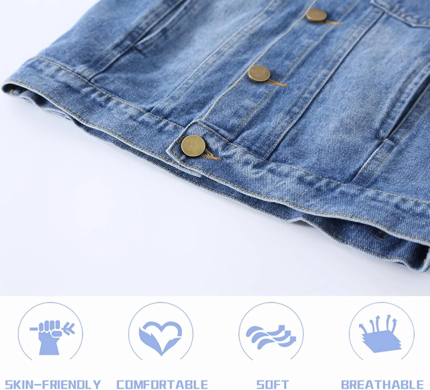 Girls Denim Jacket Classic Jean Coat for Kids & Teens, Casual Outerwear for Spring Fall Lightweight Sizes 5-14 Years
