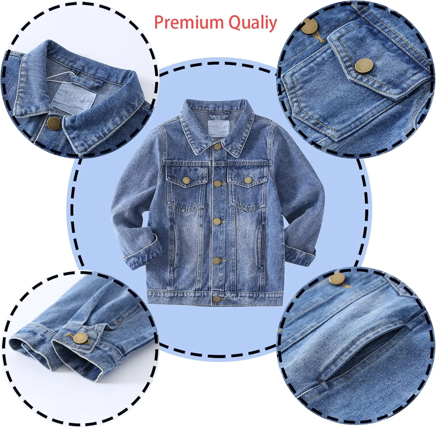 Girls Denim Jacket Classic Jean Coat for Kids & Teens, Casual Outerwear for Spring Fall Lightweight Sizes 5-14 Years