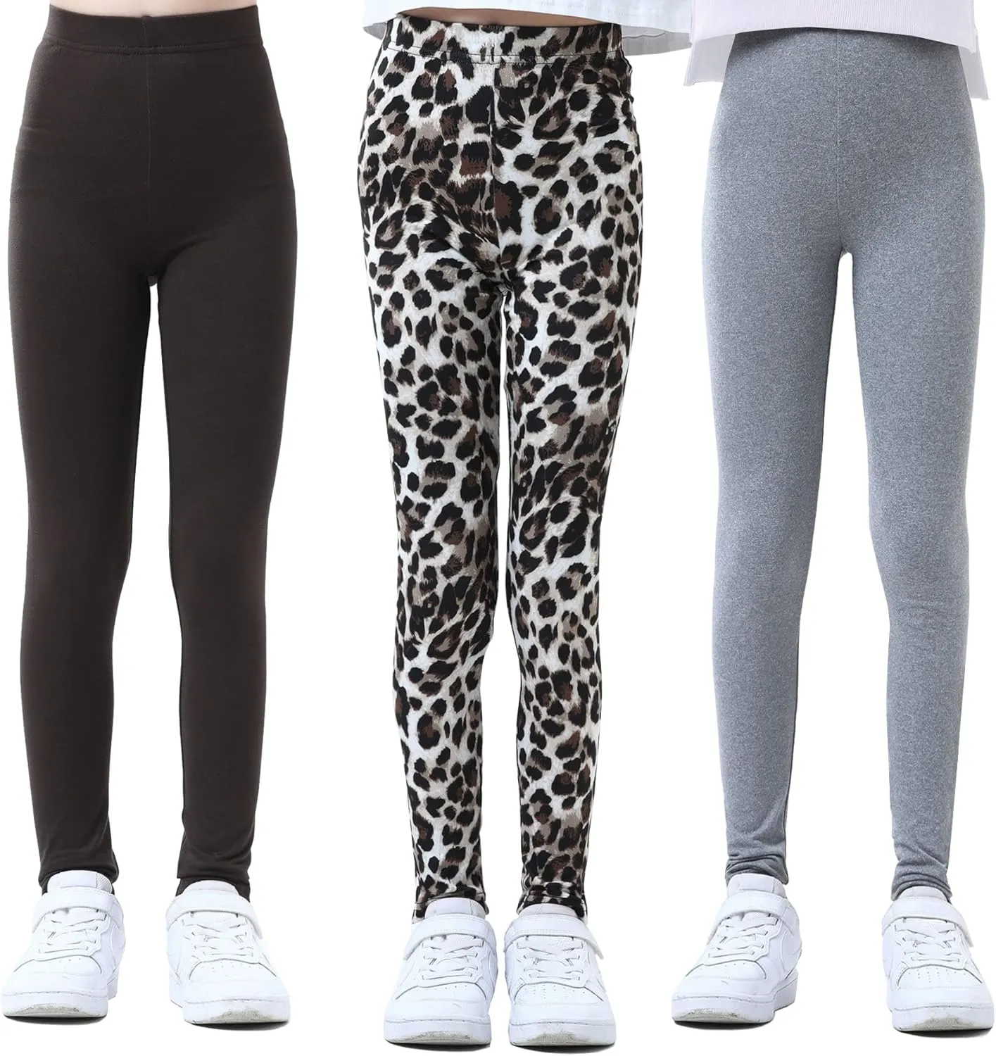 Girls MultiPacks Soft Stretch Leggings Full-Length Pants Basic Wear 4-13 Years