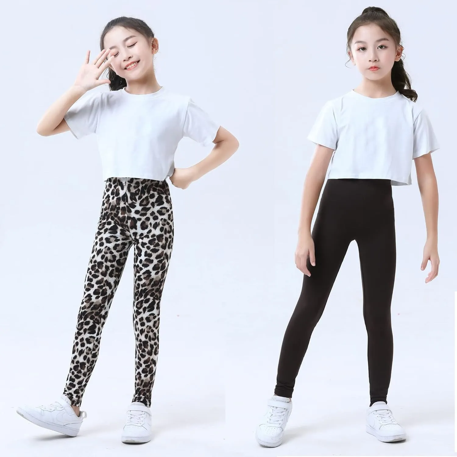 Girls MultiPacks Soft Stretch Leggings Full-Length Pants Basic Wear 4-13 Years