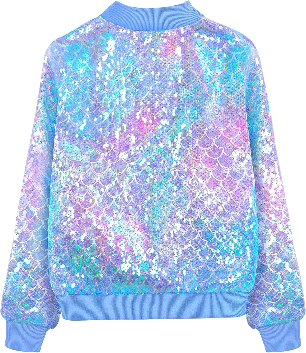 Girls Sequin Bomber Jacket Zip Up Coats Glitter Outerwear Jackets For Girl Kids Birthday Concert Varsity Jacket 4-9Y