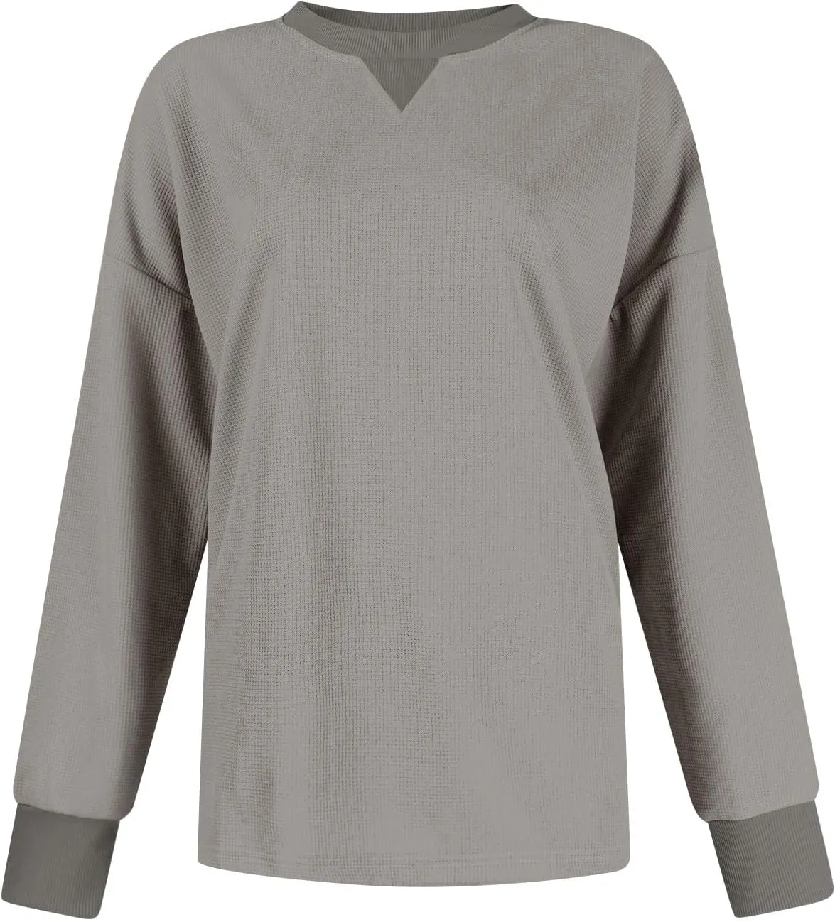GOFULY Women'S Crewneck Sweatshirts Lightweight Waffle Knit Shirts Long Sleeve Fall Pullover Ribbed Color Block Sweatshirt