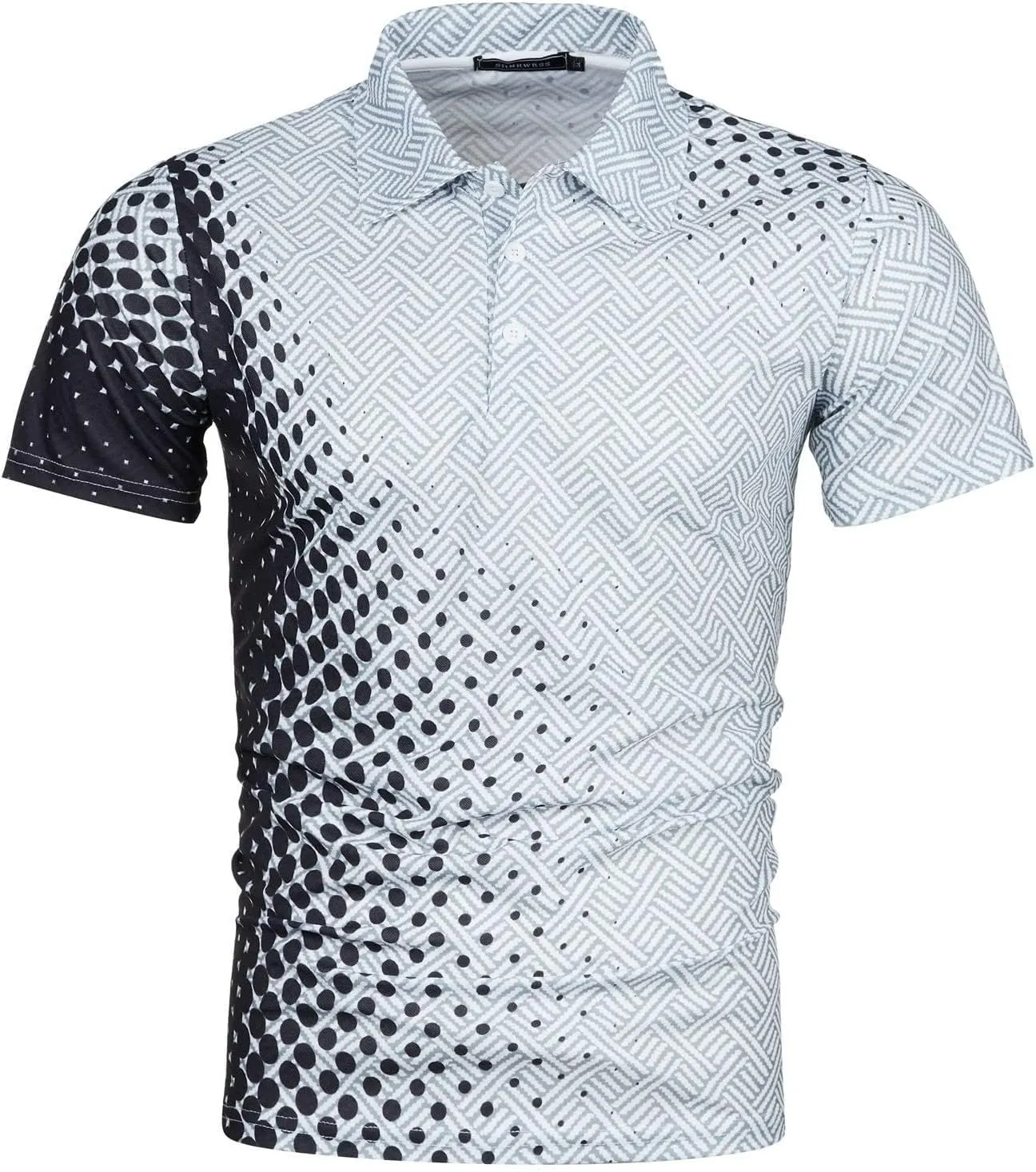 Golf Shirts for Men Fashion Print Short Sleeve Button Polo Shirt Casual Slim Fit Muscle Lightweight Outdoor T Shirts