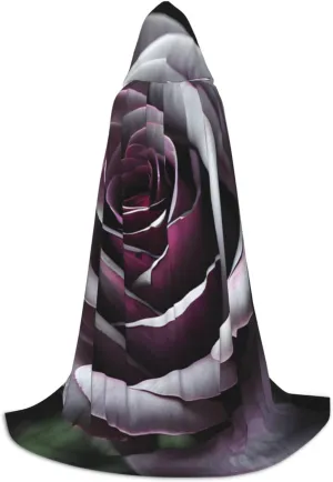 Gothic Rose Flower Hooded Cloak Coat Winter Warm Long Cloak Cosplay Costumes Outerwear Carnivals Hoodies Capes