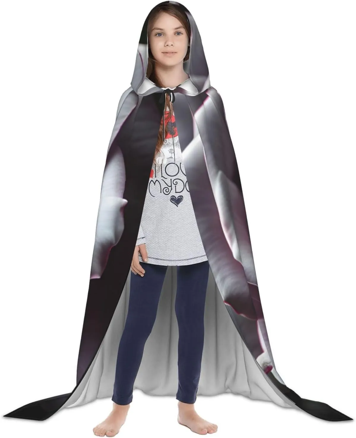 Gothic Rose Flower Hooded Cloak Coat Winter Warm Long Cloak Cosplay Costumes Outerwear Carnivals Hoodies Capes