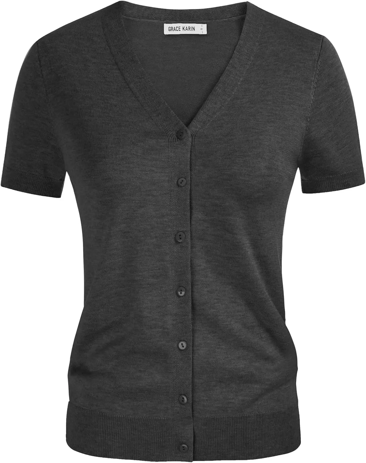 GRACE KARIN Womens 2025 Basic Summer Short Sleeve Cardigan Sweaters Lightweight V-Neck Button Down Cropped Shrug Sweater Tops