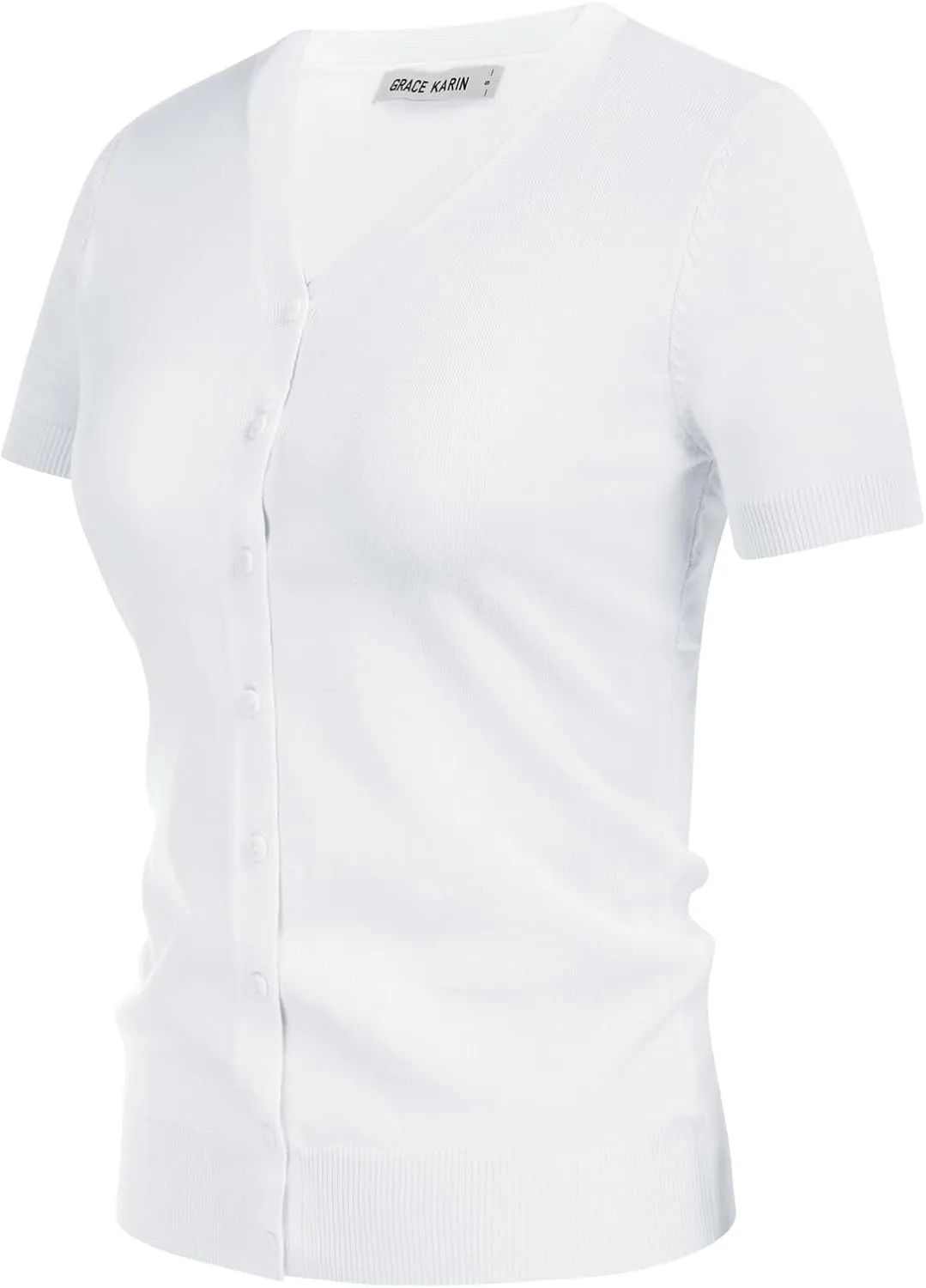 GRACE KARIN Womens 2025 Basic Summer Short Sleeve Cardigan Sweaters Lightweight V-Neck Button Down Cropped Shrug Sweater Tops