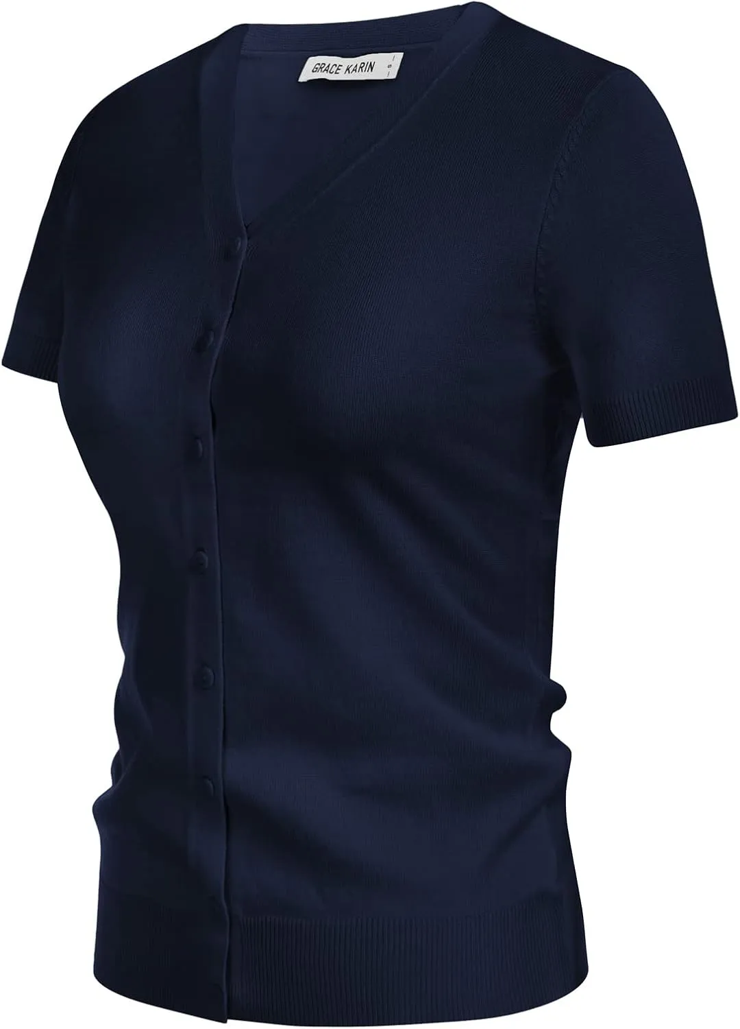 GRACE KARIN Womens 2025 Basic Summer Short Sleeve Cardigan Sweaters Lightweight V-Neck Button Down Cropped Shrug Sweater Tops