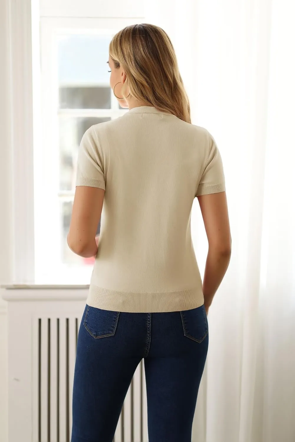 GRACE KARIN Womens 2025 Basic Summer Short Sleeve Cardigan Sweaters Lightweight V-Neck Button Down Cropped Shrug Sweater Tops