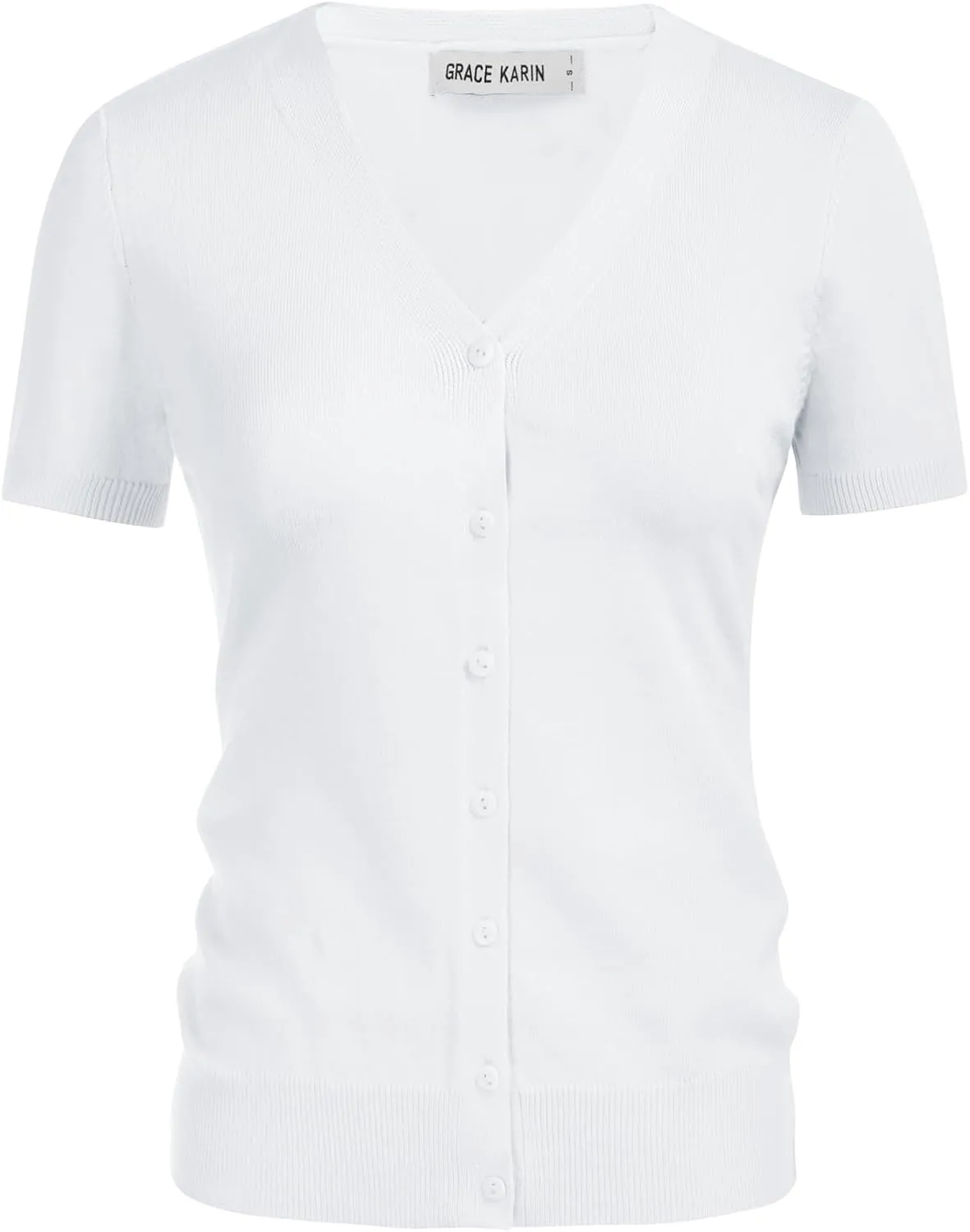 GRACE KARIN Womens 2025 Basic Summer Short Sleeve Cardigan Sweaters Lightweight V-Neck Button Down Cropped Shrug Sweater Tops