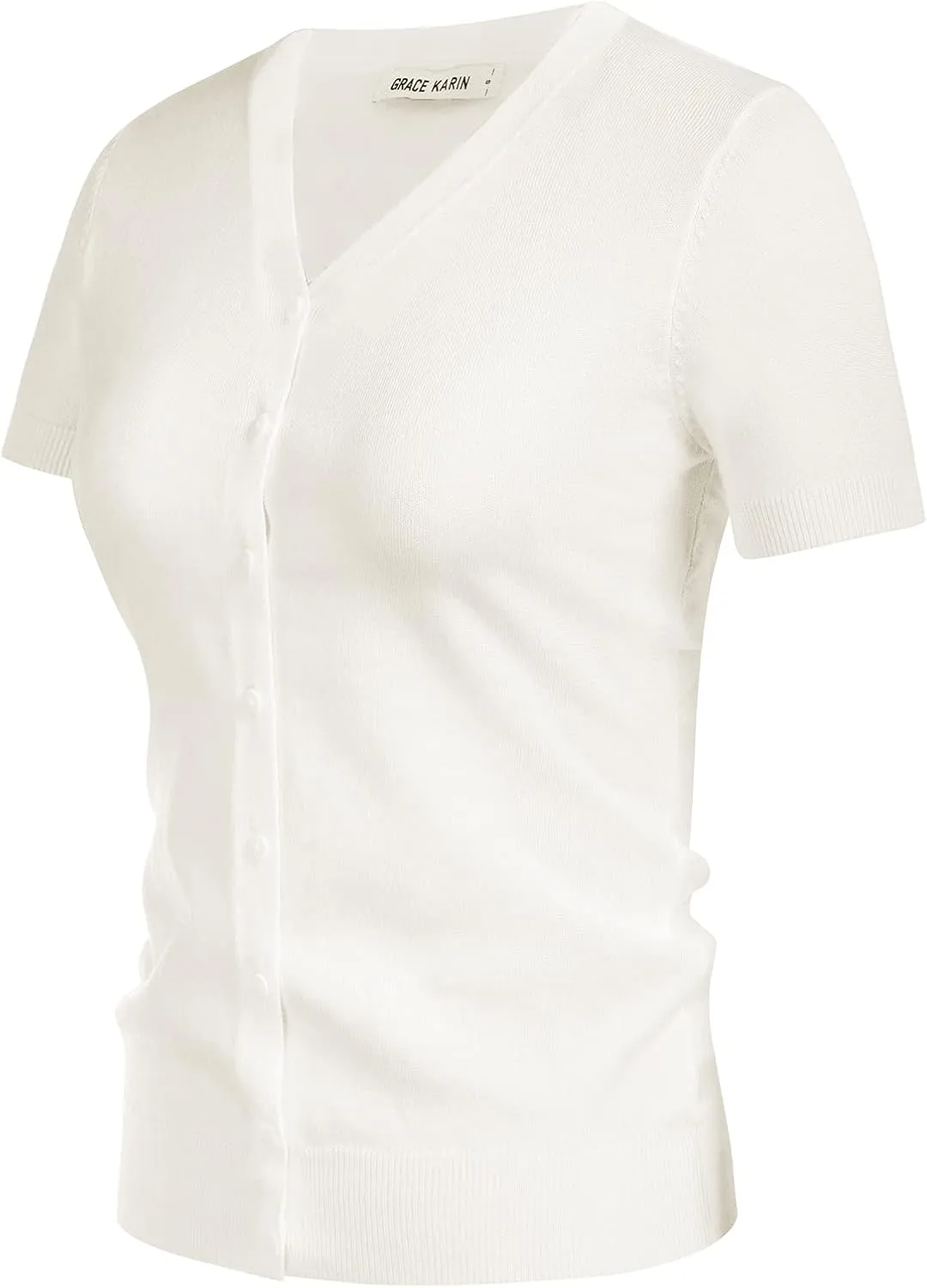 GRACE KARIN Womens 2025 Basic Summer Short Sleeve Cardigan Sweaters Lightweight V-Neck Button Down Cropped Shrug Sweater Tops